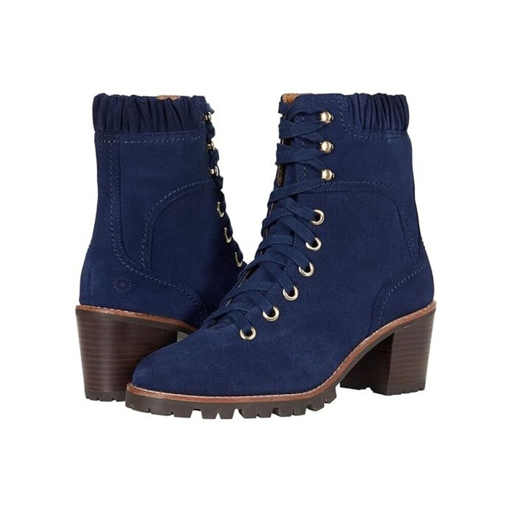 Jack Rogers Harper Hiker Boot Women's Blue Suede Block Heel Ankle Bootie JOBB156